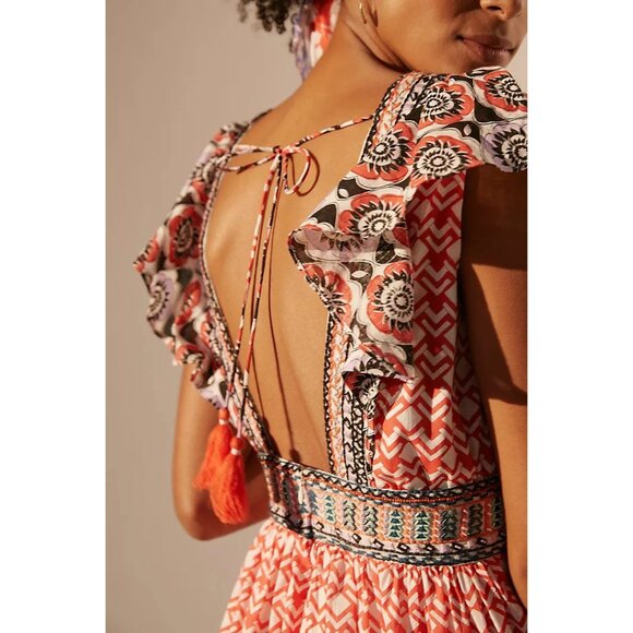 NWT Anthropologie Beaded & Embroidered Flutter Sleeve Mini Dress 8 - Picture 3 of 8